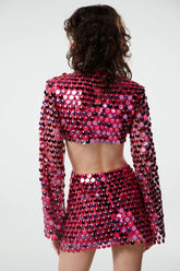 Mirror-Embellished Cutout Dress